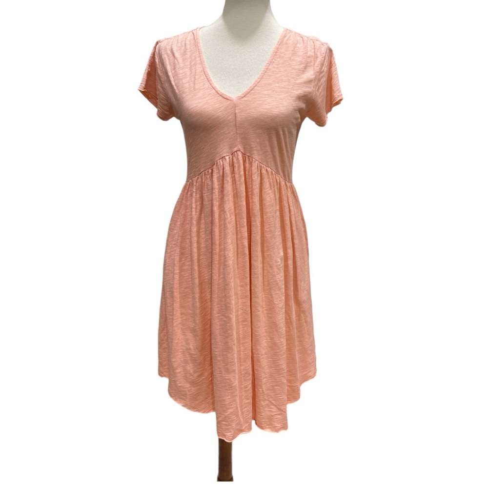 Mododoc Lightweight Slub Jersey V-Neck High-Waist Dress Size Small New